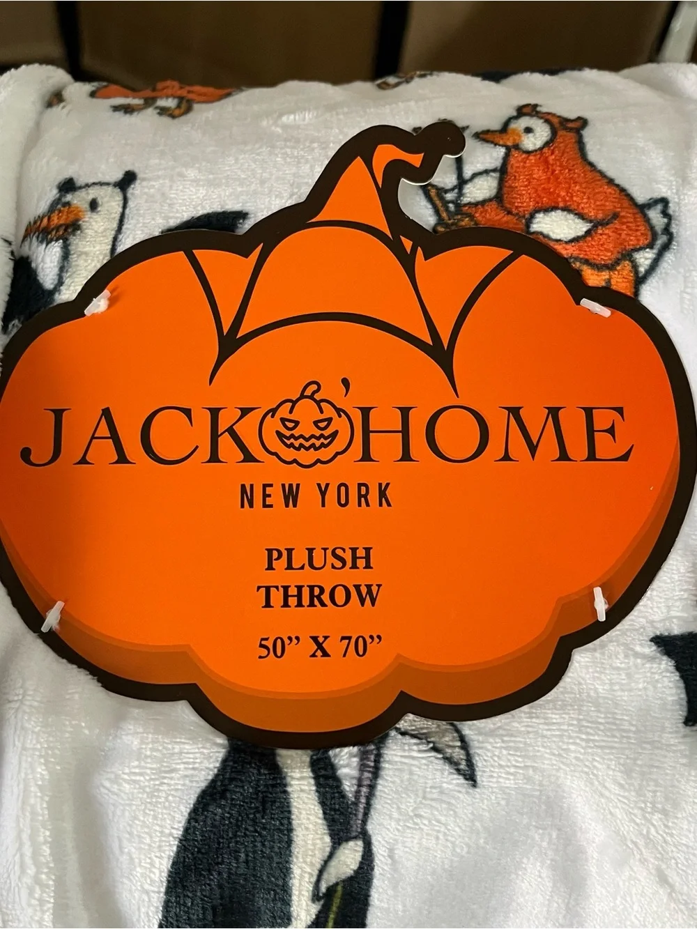 Jack O Home Halloween Silly Goose Plush Throw Blanket 50x70 Spooky